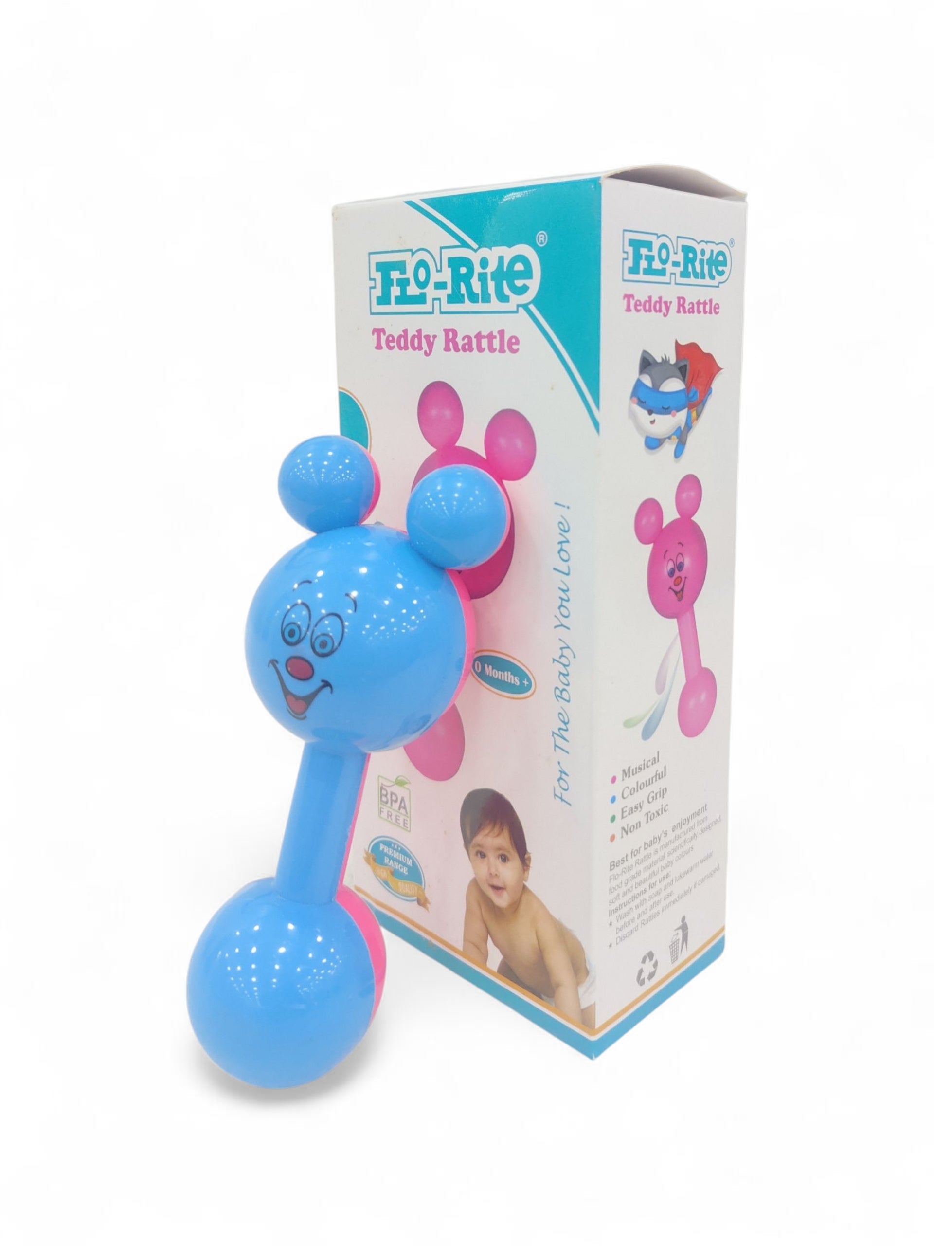 FLO RITE TEDDY RATTLE BLUE FLO RITE TEDDY RATTLE BLUE